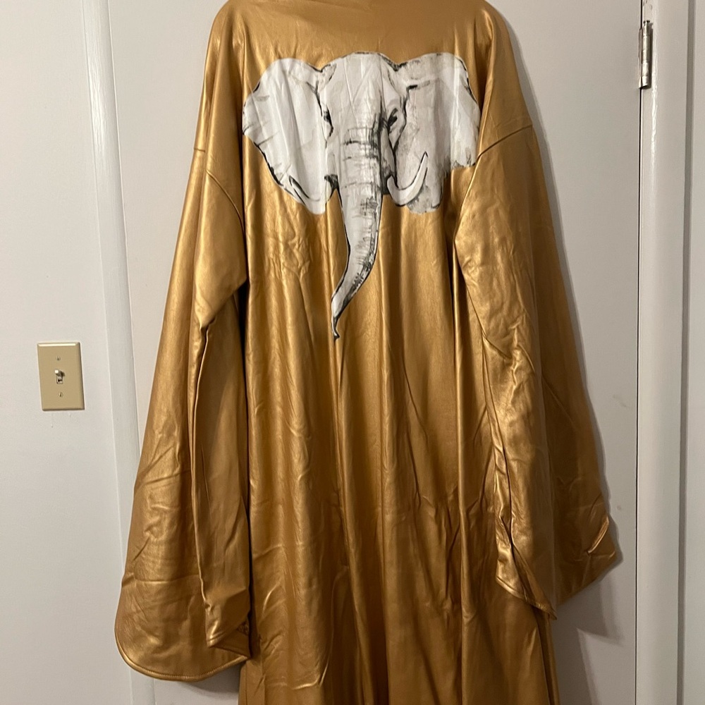 Sassy Jones Gold  Bar-Bar  leather Elephant  Coat never used. Free size